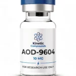 Kinetic Compounds AOD-9604 10mg lyophilized hGH fragment research peptide vial label