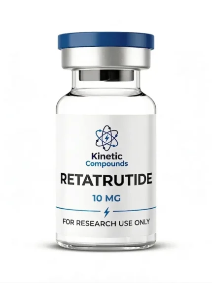 Kinetic Compounds Retatrutide 10mg lyophilized research peptide vial label