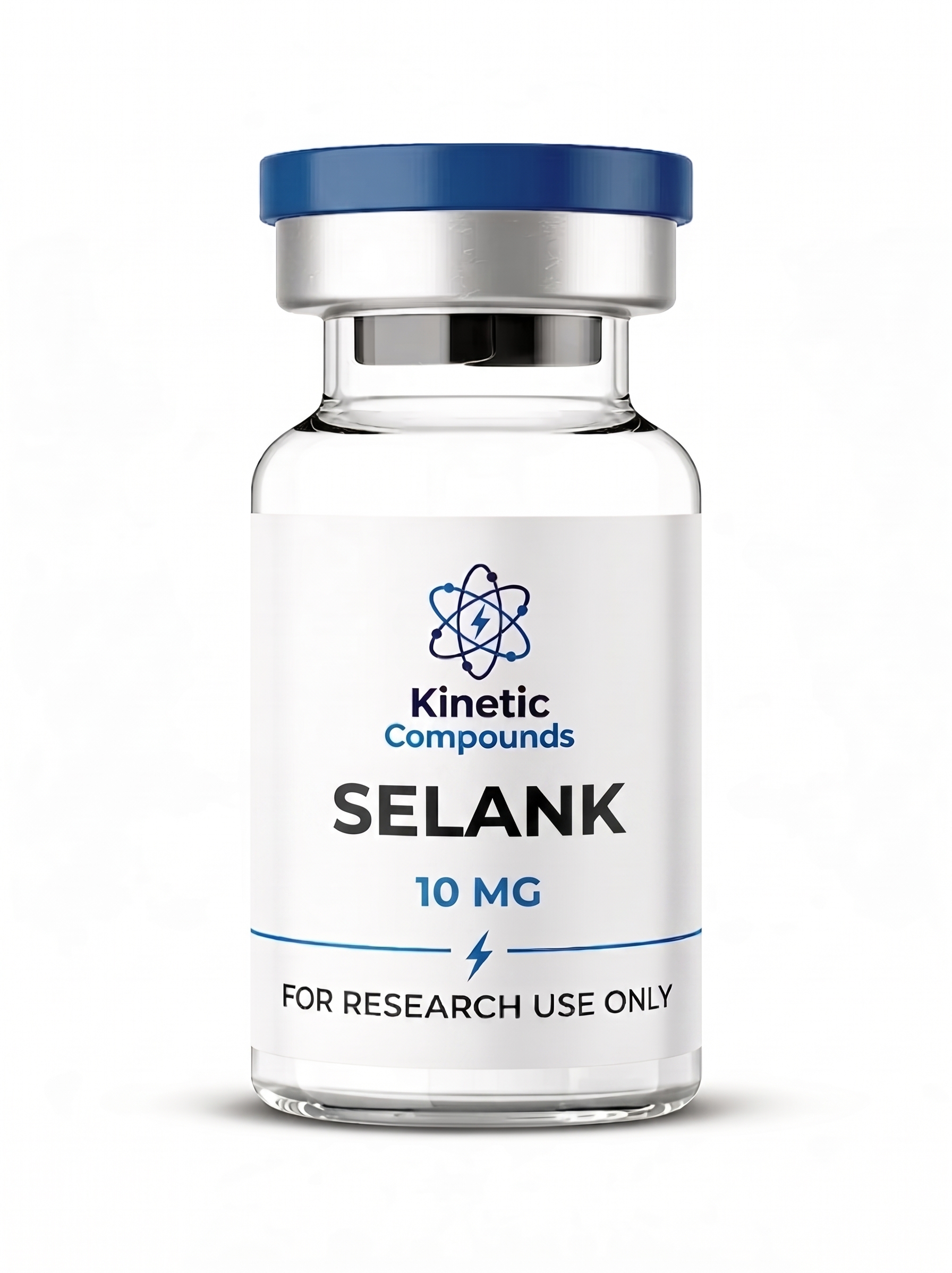 Selank 10mg — Kinetic Compounds Kinetic Compounds Selank 10mg lyophilized anxiolytic nootropic research peptide vial label